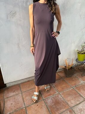 Marithé+François Girbaud long, sleeveless, plum colored dress, $100, sz. 42